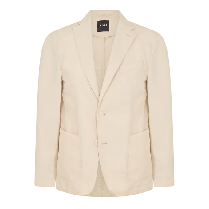 Boss Herenblazer met Henry-notch-kraag (Wit)