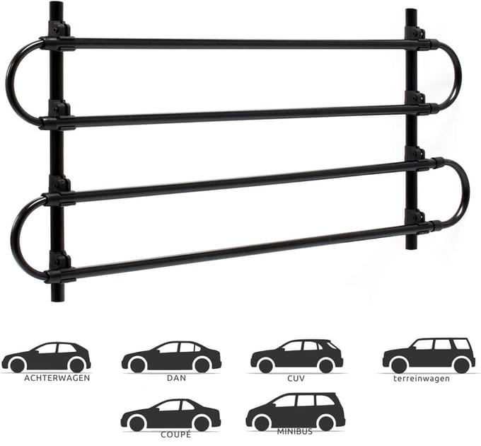 SVN® Hondenrek auto - Autorek Hond - Auto Afscheiding – Zwart - 83cm x 5cm x 40cm