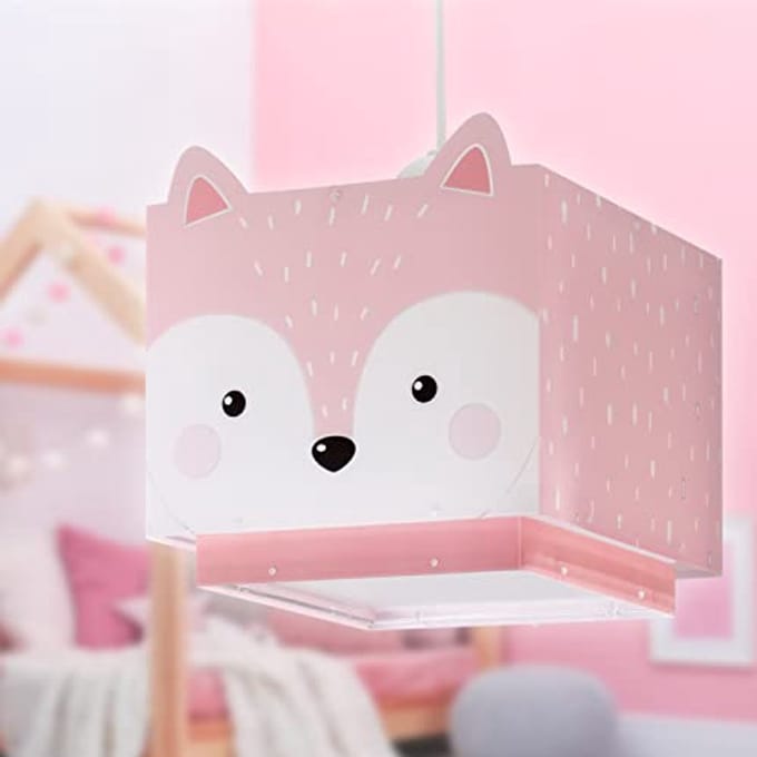 Plafondlamp voor kinderkamer - Vos - Dierenmotief - Roze
