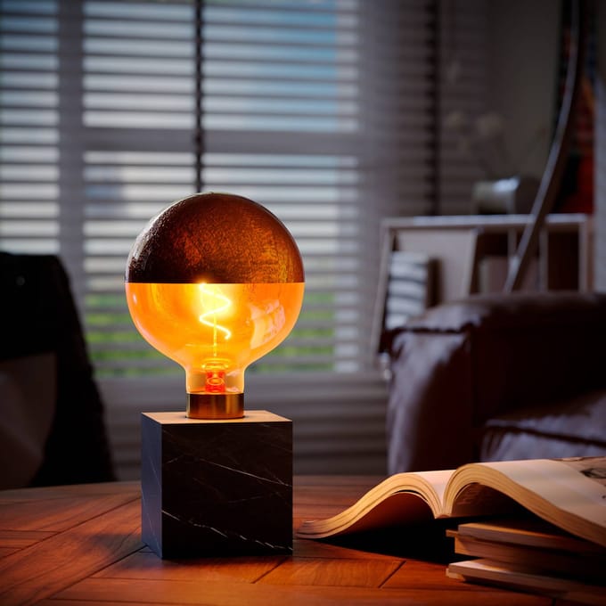 Calex Tafellamp Marmer Vierkant - E27 - Zwart - Excl. lichtbron