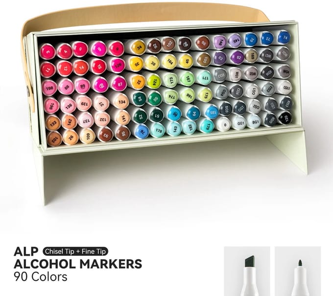 Arrtx - ALP Fine & Chisel - Alcohol based Art markers - 90 kleuren