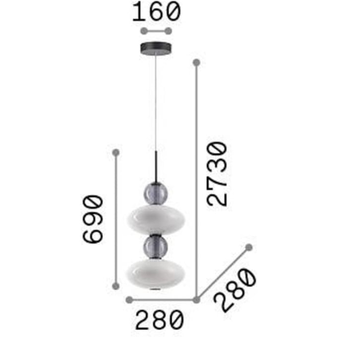 Ideal Lux hanglamp Lumiere-2, opaal/grijs glas