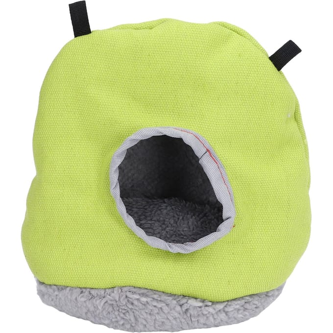 Maison d'oiseaux chaude Forme ronde Peluche douce Gain de place Facile à nettoyer Sécurité Maison pour perroquetsVert