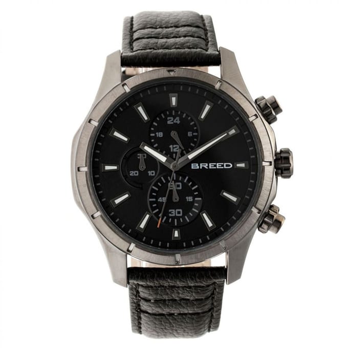 Breed Lacroix chronograaf horloge met leren band