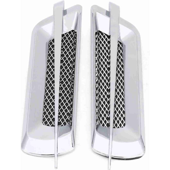 2 pièces Grille Latérale de Voiture Cache-Évent Décoratif Autocollant Argent white