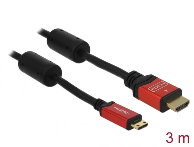 Delock Cable High Speed HDMI with Ethernet - HDMI A male > HDMI Mini-C male 4K 3 m