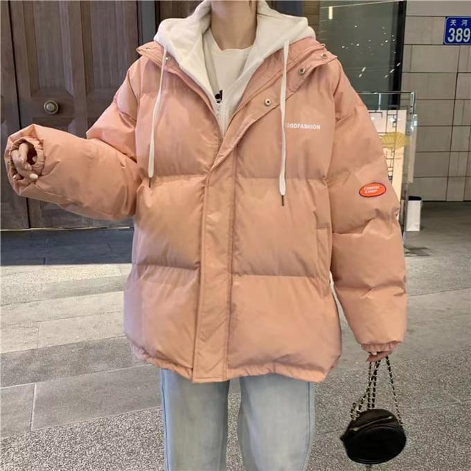 Winterwarme damesjas Casual gewatteerd jack met capuchon Mode gewatteerde jas Gewatteerd jack 2XL roze