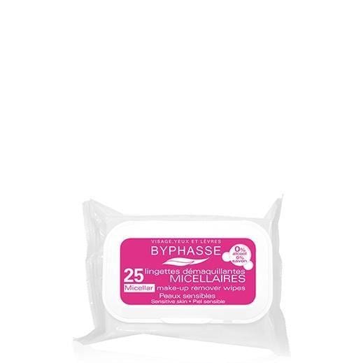 Lingettes démaquillantes - BYPHASSE - Solution Micellaire - 25 unités - Sans parabène - Tous types de peau