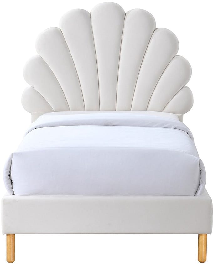 Vente-unique Bedframe fluweel wit 90 x 190 cm