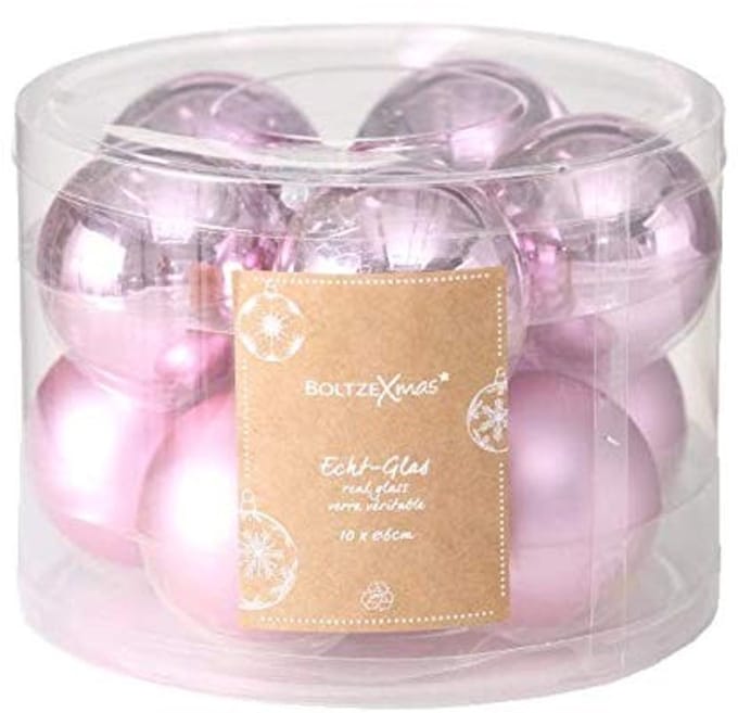 Dailygoods - Lichtroze Kerstballen Set van 10 - Glazen kerstboomversiering Ø 6 cm
