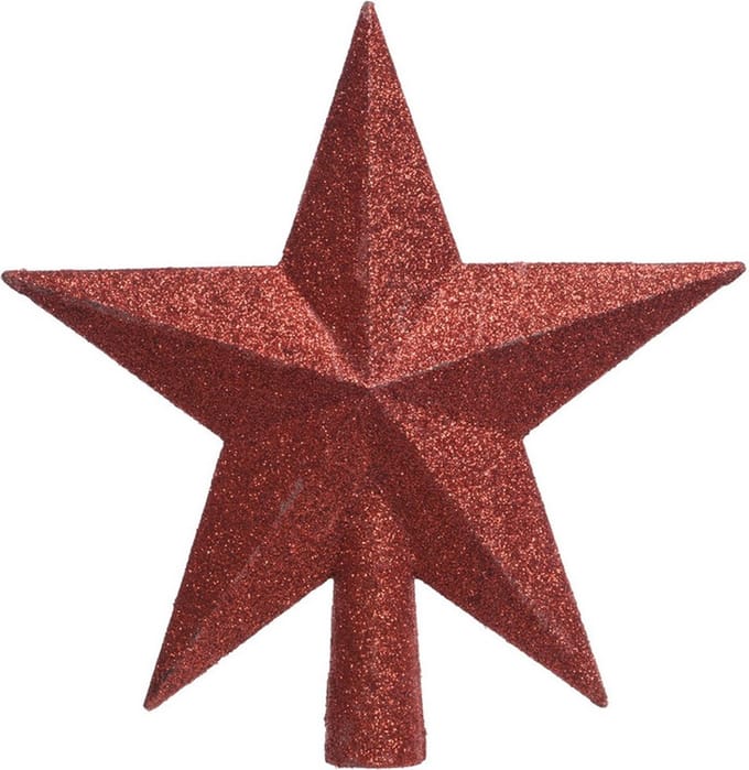 Piek plastic ster glitter diameter 19 cm kerstrood