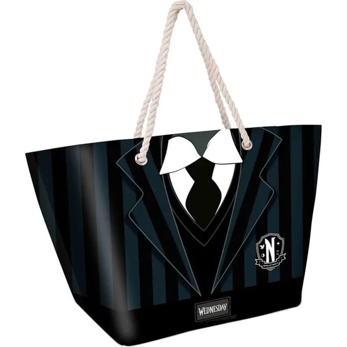 Karactermania - Wednesday - Uniform - Zon - Strandtas met rits - Boodschappentas - Zwart