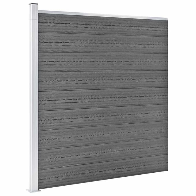 vidaXL - Schuttingset - 3 - vierkant - en - 1 - schuin - 619x186 - cm - HKC - grijs