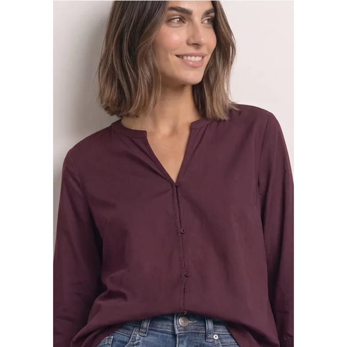 Blouse met 3/4-mouwen en split in de hals