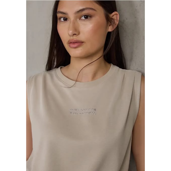 Silk-Look top met tekst