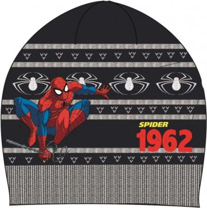 Spiderman Muts - Grijs/Zwart - Gebreide Muts Winter - Spiderman Kindermuts - Spiderman Beanie