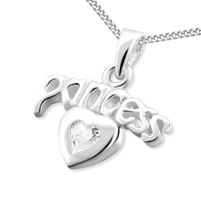 Princess Ketting Princess - 925 Zilver E-Coating - Hart - 15x10mm - 38cm