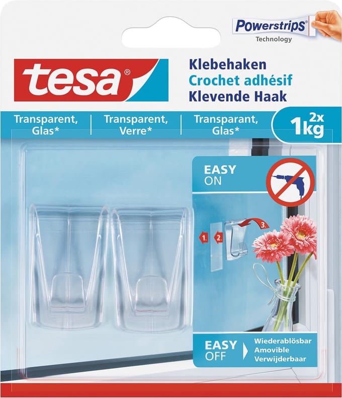 Klevende haak tesa 1kg transparant | 8 stuks