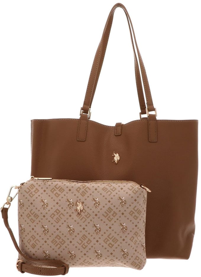 U.S. POLO ASSN. schoudertas Malibu Shopping Bag Camel bruine