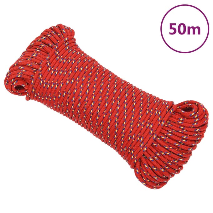 vidaXL - Boottouw - 4 - mm - 50 - m - polypropyleen - rood