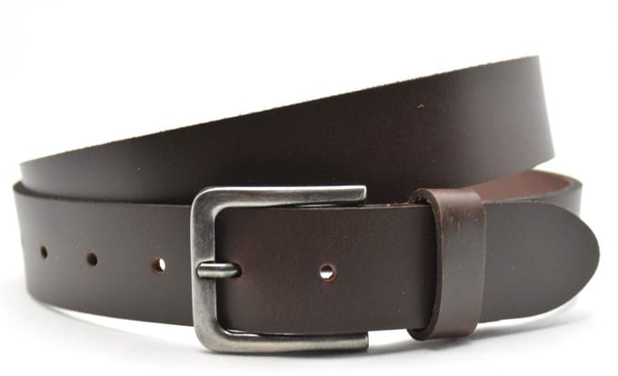 Heren Riem volnerf Leer Bruin - 3.5 cm Breed - Broekriem - Nette Riem - Jeans Riem - Maat: 105 / Totale lengte riem 120 cm - Echt Leer