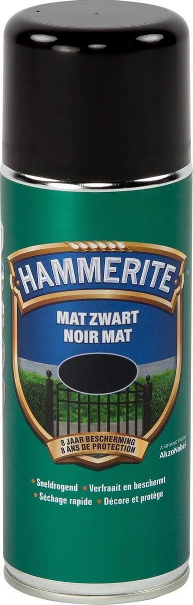 Hammerite Mat Zwart Spray - 400 ml - Afwerkingslaag