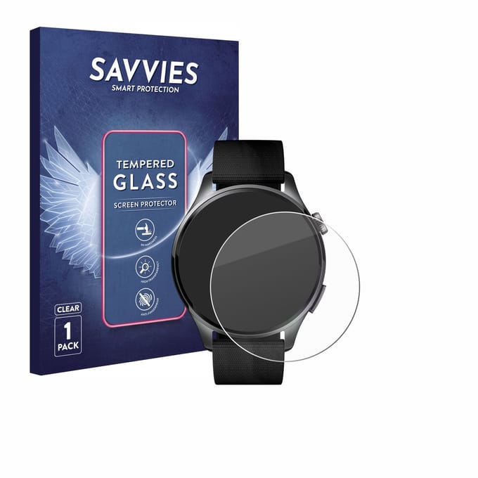 Savvies - Glas Screenprotector voor Xiaomi Watch 5 (47 mm) - Gehard Beschermglas 9H