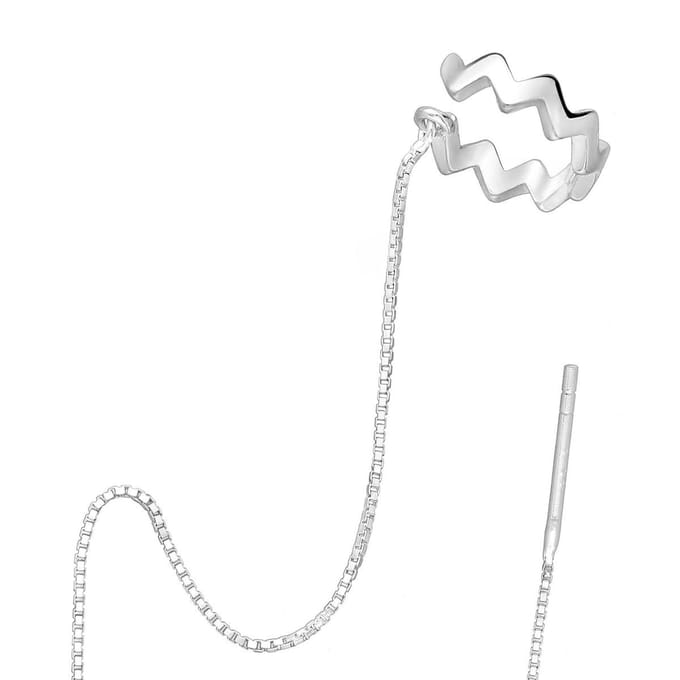 EAR IT UP - Ear cuff threader - Zigzag - Doortrek oorbellen - Zilver - 11 x 96 mm - 1 stuk