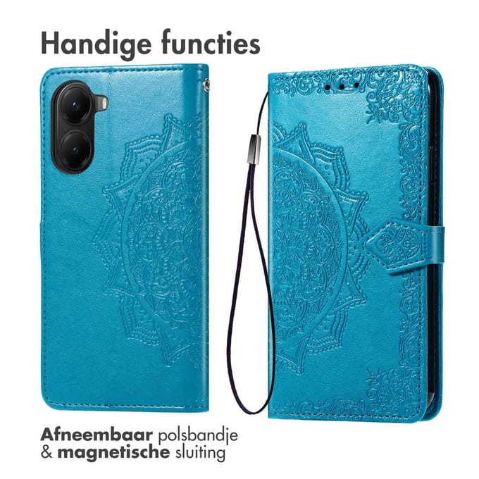 imoshion Hoesje - Geschikt voor Xiaomi Poco X7 Pro - Mandala Bookcase - Turquoise