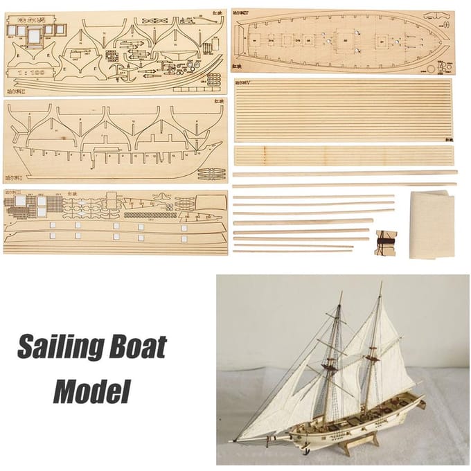 Doe-het-zelf Scheepsassemblagemodellen Houten Zeilboot Schaalmodel Decoratie DIY Model Kits white