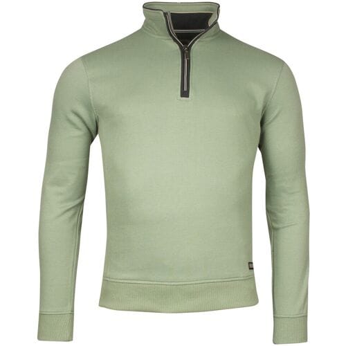 Baileys Trui Sweatshirt Half Zip Uni Color Subtle Honeycomb Texture Misty Green / male