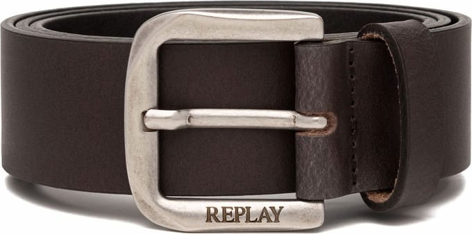 REPLAY Leren Riem Belt W100 Black Brown Donkerbruin