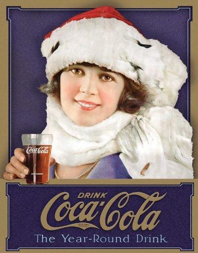 Coca-Cola Wandbord 'Winter Girl' - Metaal - 30 x 40 cm