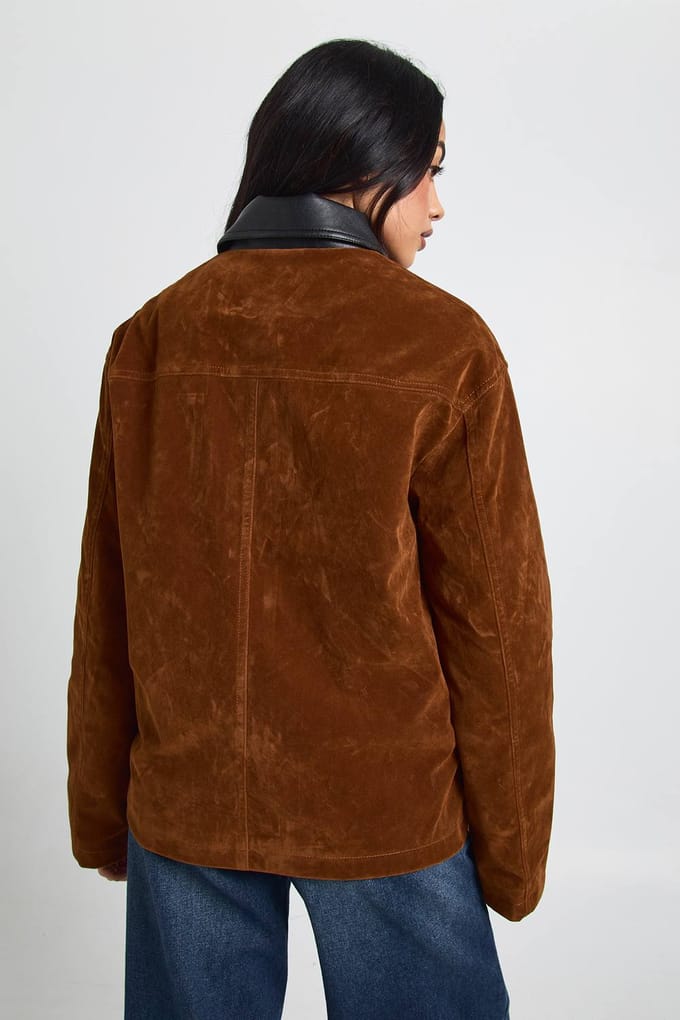 boohoo Dames Boxy Suede Bomberjack | Rust | Maat: 8