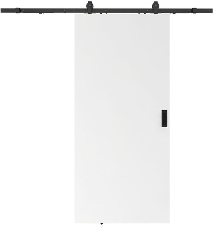 Vente-unique Schuifdeur met wandbevestiging - H205 x L93 cm - Mdf + Pvc - Wit - VARIN II