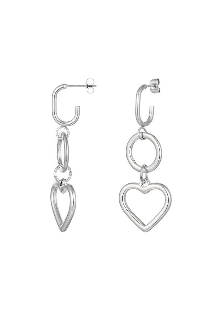 Bijoutheek Oorknoppen Hanging Heart Zilver