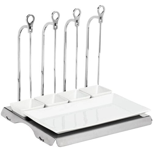 GGM Gastro Spießaufhänger - Chrom - inkl. 4 Spießen Zilver / Wit