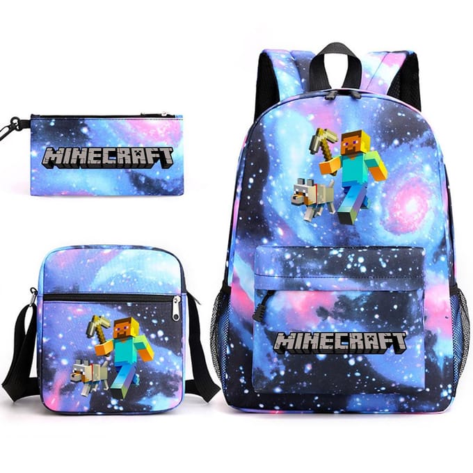 Minecraft Schooltas Game Merchandise Student Grote Capaciteit Print Drie Delige Schooltas Mannen En Vrouwen Three-piece set