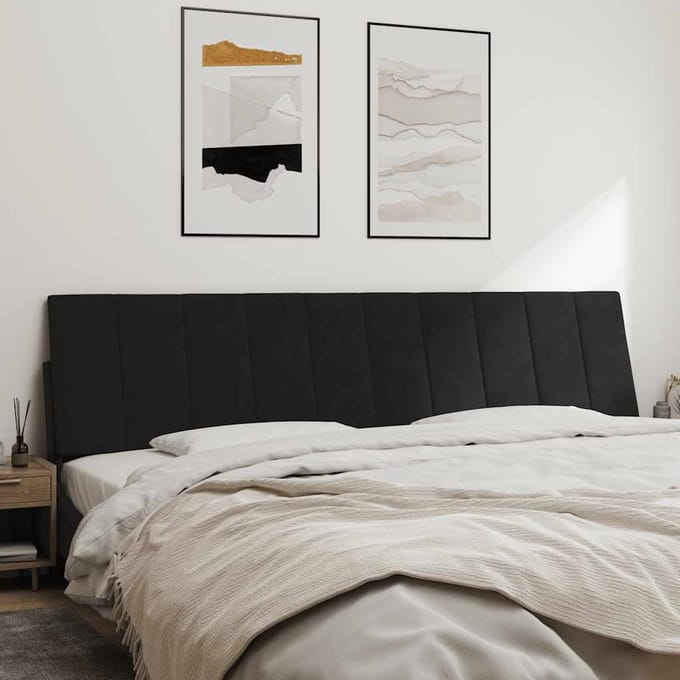 vidaXL - Hoofdbordkussen - "Hanko" - 200 - cm - fluweel - zwart