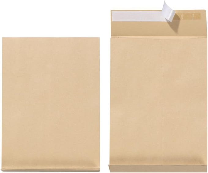 Vouwtas B5 Zelfklevend 3 cm vouw 250 stuks - Zonder venster B4 4 cm Falte 100 Stuk