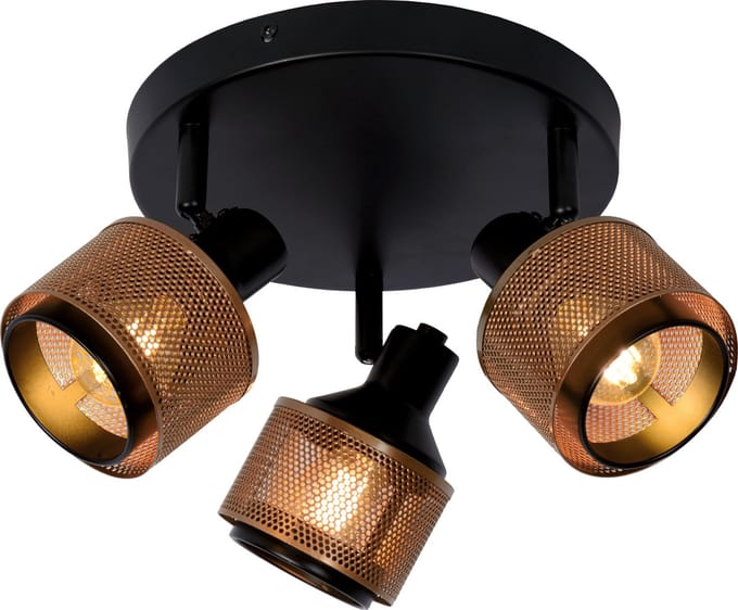 Lucide RAFA - Plafondspot (Plafondlamp) - Ø 35 cm - 3xE14 - Zwart