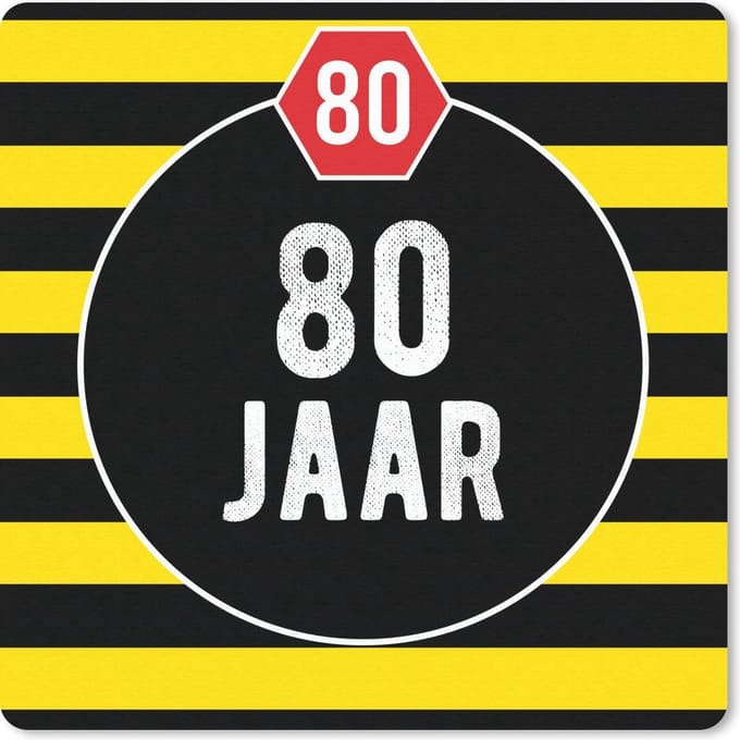 Muismat 20x20 cm - Mousepad Jubileum - 80 Jaar - Feest - Muismatten