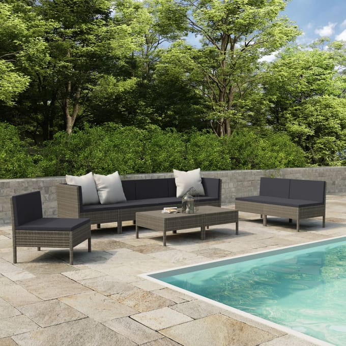 vidaXL - 9-delige - Loungeset - met - kussens - poly - rattan - grijs