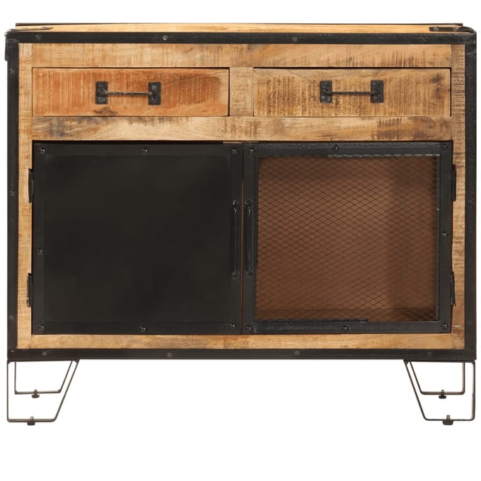 vidaXL - Dressoir - 80x31x66 - cm - massief - ruw - mangohout - en - metaal