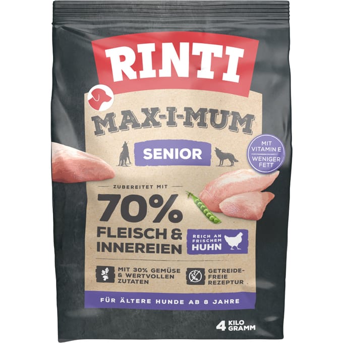 RINTI Max-i-mum Senior Kip Hondenvoer - Dubbelpak: 2 x 4 kg