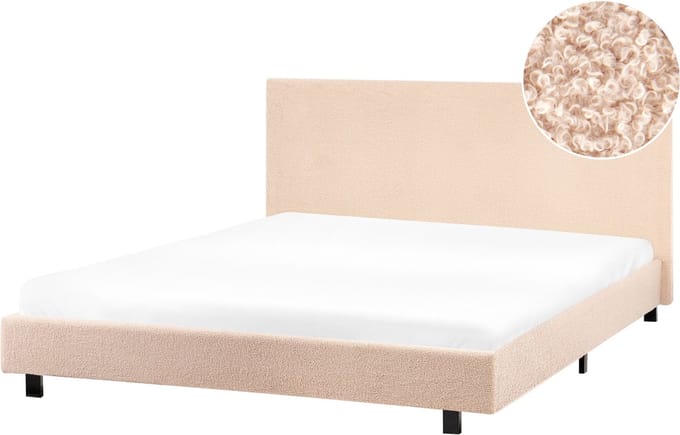 ALBI - Tweepersoonsbed - Beige - 160 x 200 cm - Bouclé