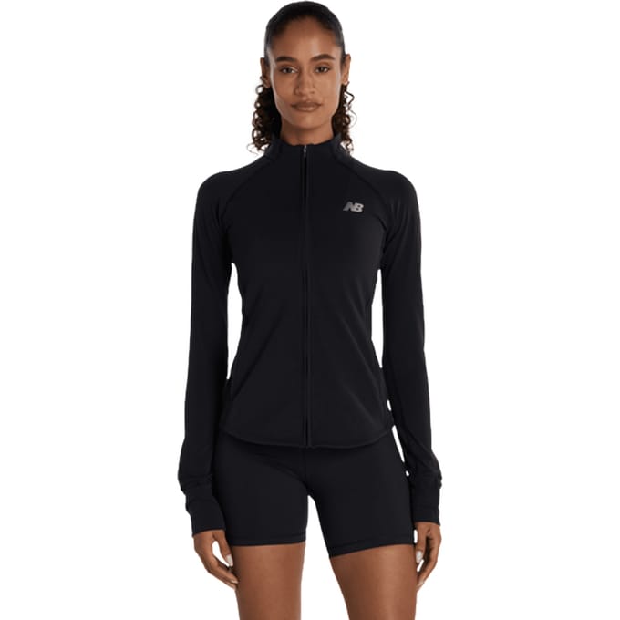 New Balance Harmony Full Zip Hoodies Dames - Zwart - Maat M - Poly Jersey