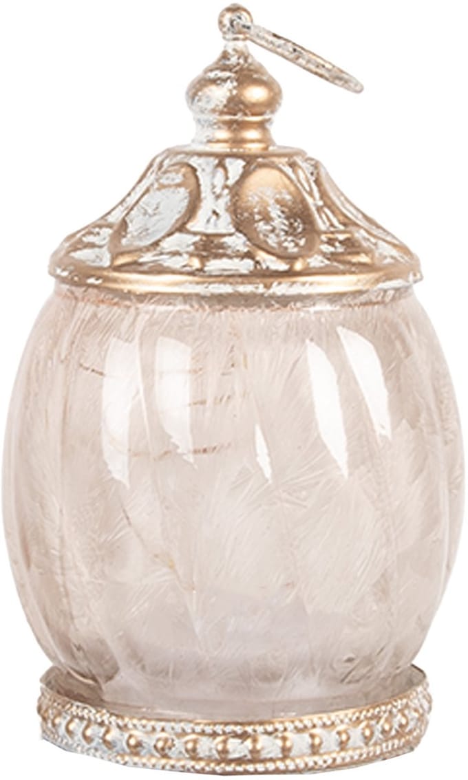 Clayre & Eef LED Lantaarn Ø 7x11 cm Beige Glas