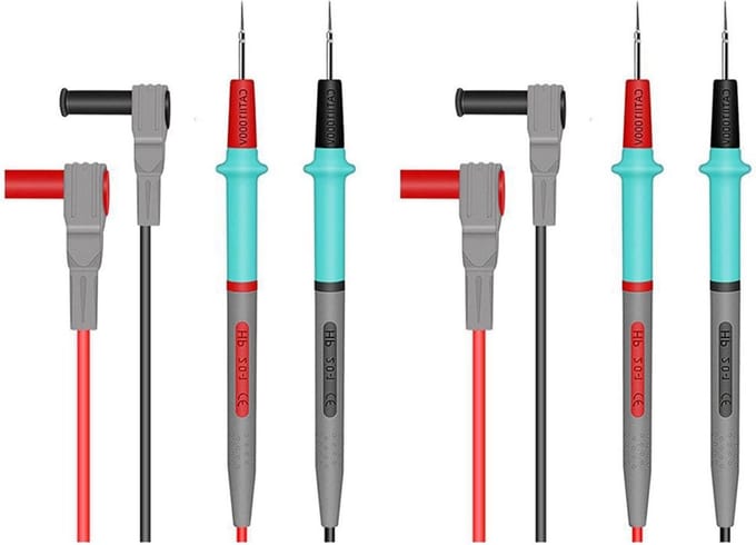 Multimeter Meetleidingen - Testkabels Set - Componenten Testen - Scherp Contactuiteinde - 90 cm Kabellengte - Zwart