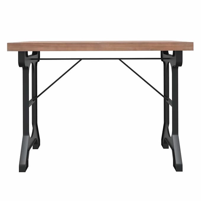 vidaXL - Eettafel - 110x65x82 - cm - massief - vurenhout - en - ijzer